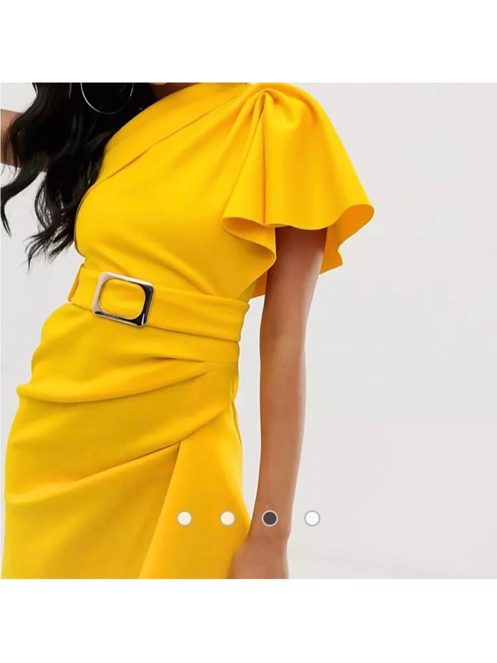 ASOS Yellow One-Shoulder Ruffle Cocktail Dress - Picture 4 of 14